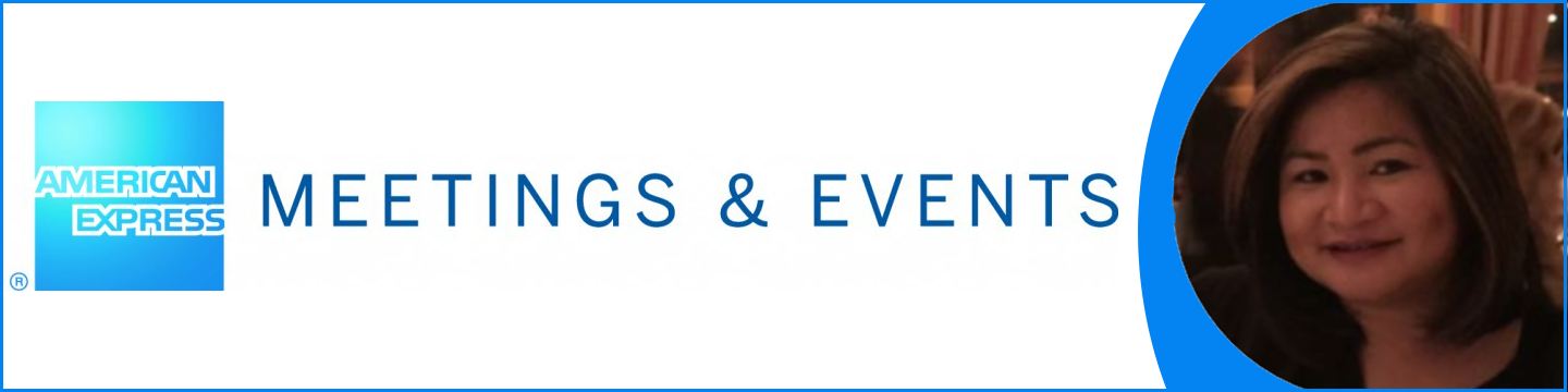 AMEX MEETINGS AND EVENTS LOGO with ELENA FISCHEL